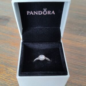 Pandora Silver Ring with Sparkling Clear Gem